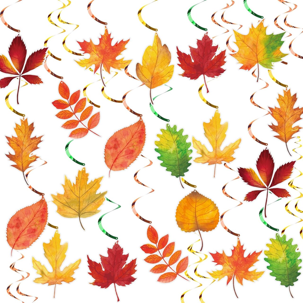 30 Pcs Fall Leaves Hanging Swirls – Thanksgiving Maple Leaf Ceiling Decorations
